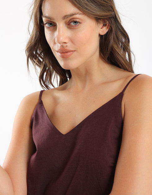 Top in cotton thin straps with a V-neckline